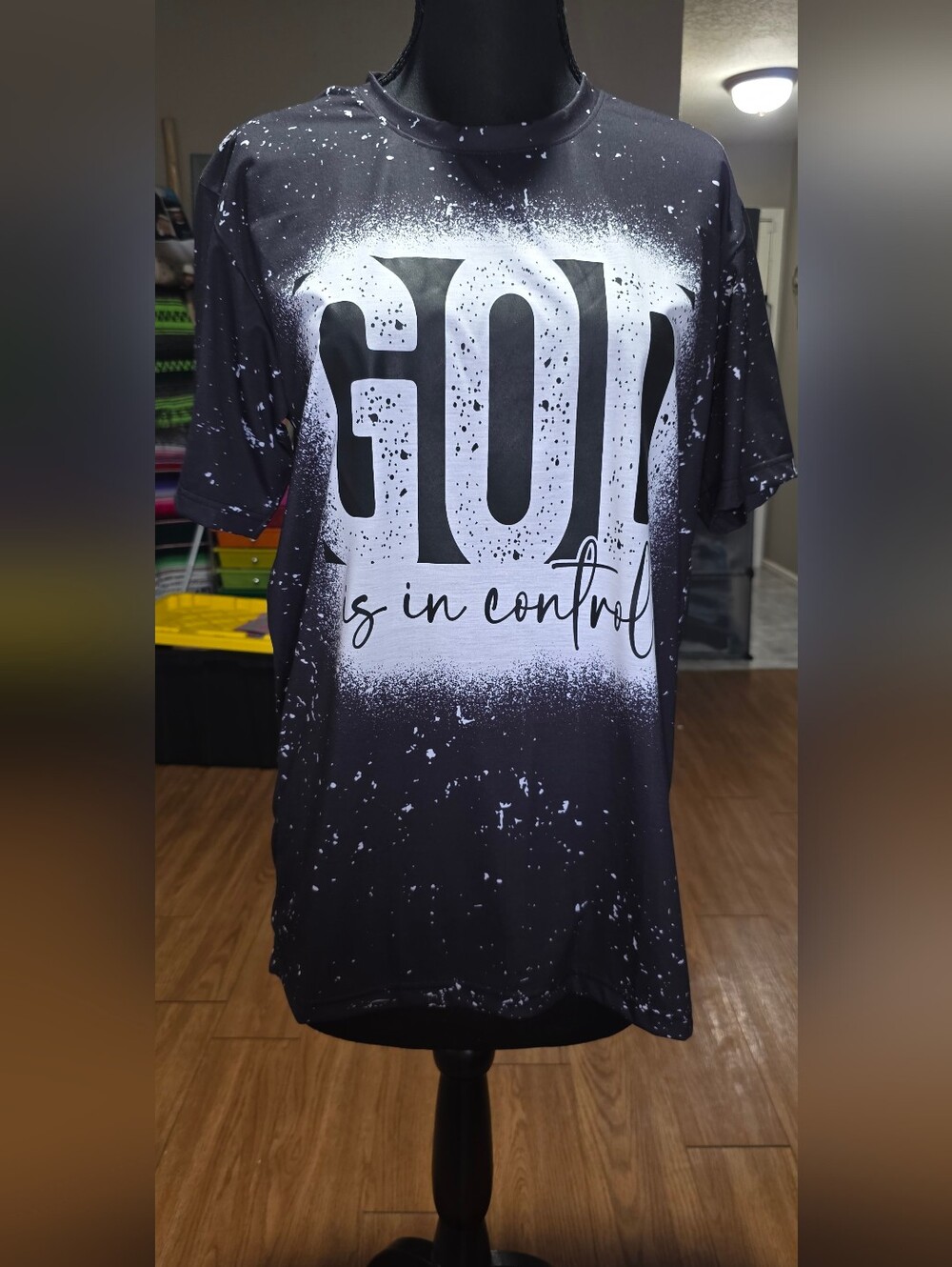 Black 'God Is in Control' Short Sleeve Tee